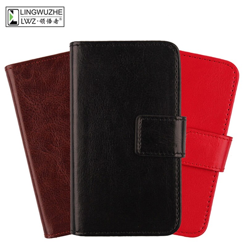 For Archos Oxygen 57 Case 5.71 inch Solid Color Leather Flip Wallet Cover For Archos Oxygen 57 Phone Holster Case