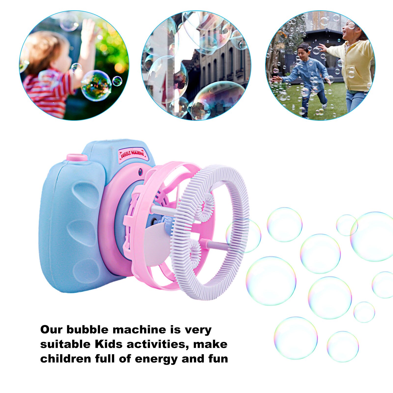 Camera Bubble Machine Automatic Bubble Maker Blower With Lights Beach Park Outdoor Fun & Sports Fidget Toys Summer