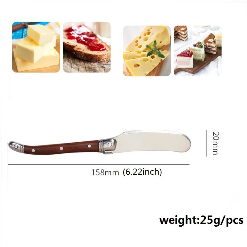 4-10pc Rosewood Handle Butter Knives Cheese Spreader Jam Spatula Laguiole Stainless Steel Child Kid Sandwich Dessert Cake Slicer