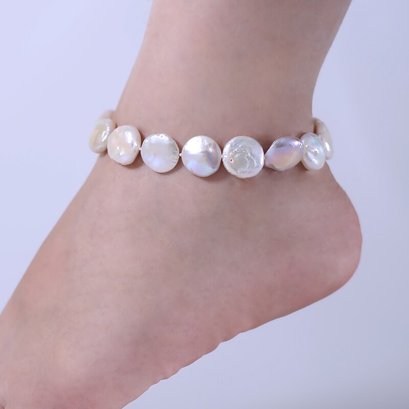 [ZHIXI] Real Água Doce da Pérola Barroca Jóias Tornozeleiras 12-13mm Trendy belas jewlery Para As Mulheres Do Partido Da Menina [F201]