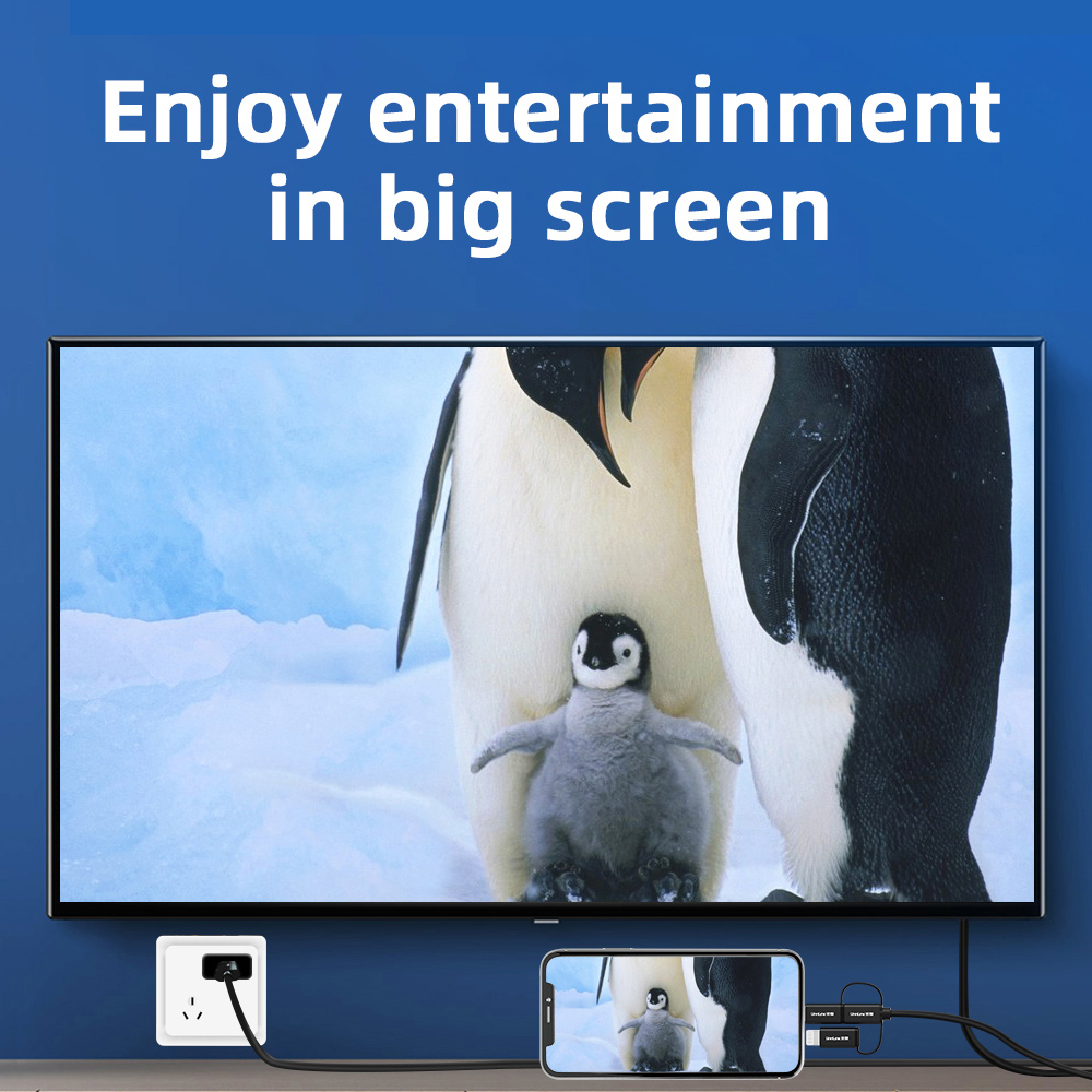 Odłącz telefon od kabla telewizyjnego Mirror Cast Android Lightning Phone to HDMI Converter z Bluetooth Audio dla iPhone Samsung