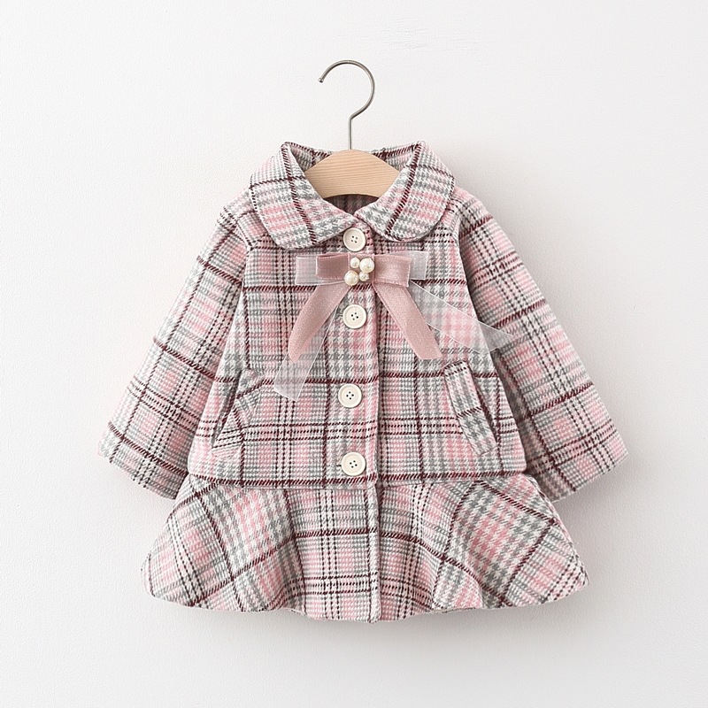 Kinderen Winter Baby Meisje Boog Verdikking Rooster Jas Kinderen Warme Jas Prinses Jas Kinderen: Roze / 12m