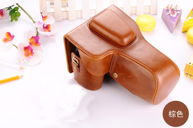 Funda para cámara Canon EOS 1100D 100D 1200D 1300D, funda de piel sintética para cámara réflex digital,: Brown