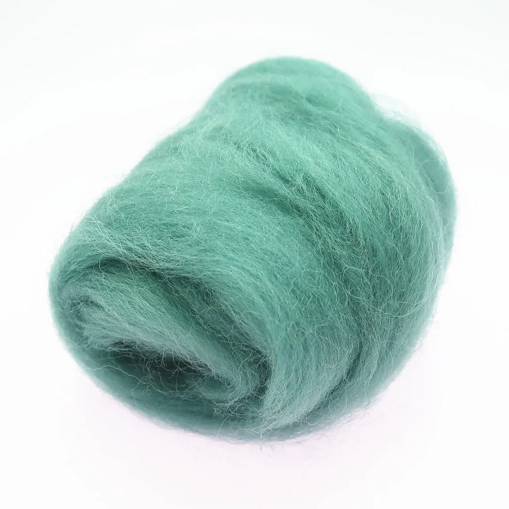 66S Green Color Series Wool Fibre for Needle Felting Wet Felting Wool Felting Handmade Spinning DIY Craft Materials: 50g / 22