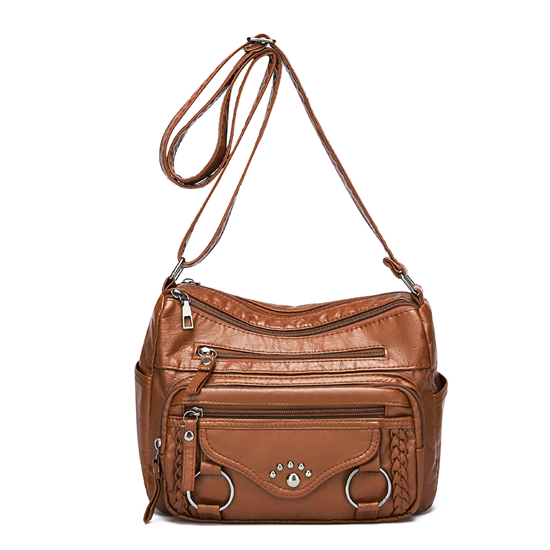 Muchos bolsos cruzados grandes de bolsillo para mujer 2024 Sac A Main Femme bolsos de lujo de cuero bolsos de mujer bolsos de de: Negro