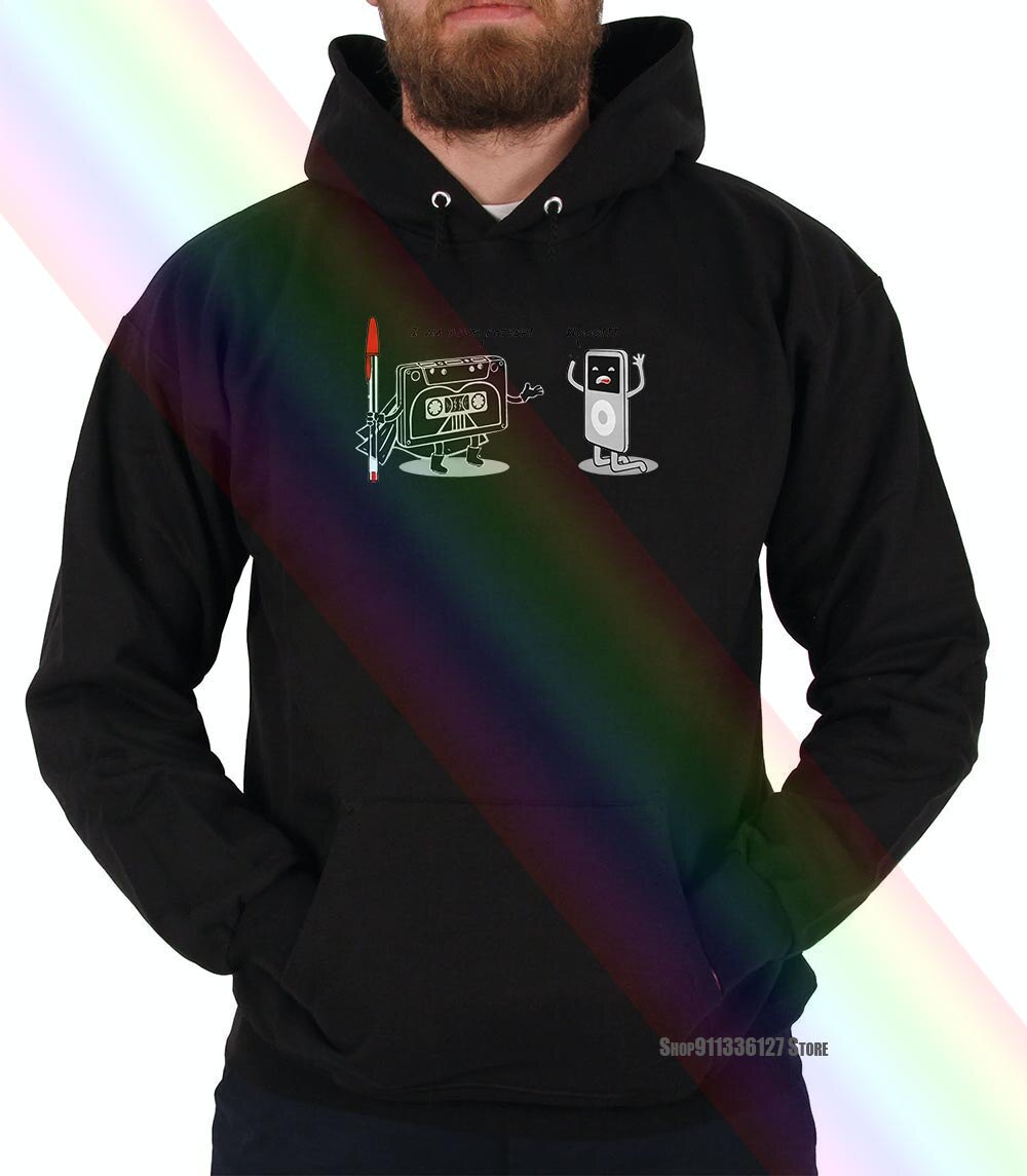 I Am Your Father Nooo Hoodie Sweatshirts Top Ipod Funny Music Player Cassette Pen Rewind: XXL