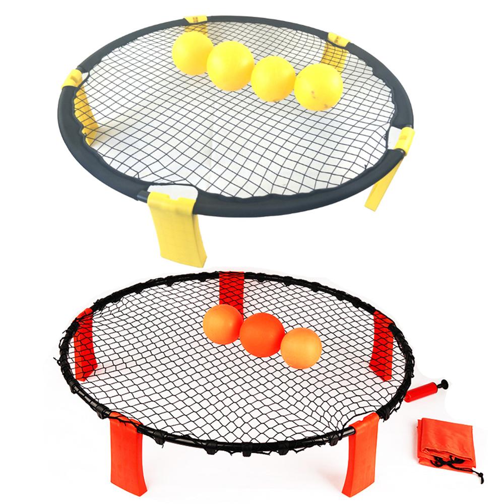 Mini Strand Volleyball Spitze Ball Spiel einstellen draussen Team Sport Spikeball Rasen Fitness Ausrügestochen Mit 3 Bälle Volleyball Netz 4Stck