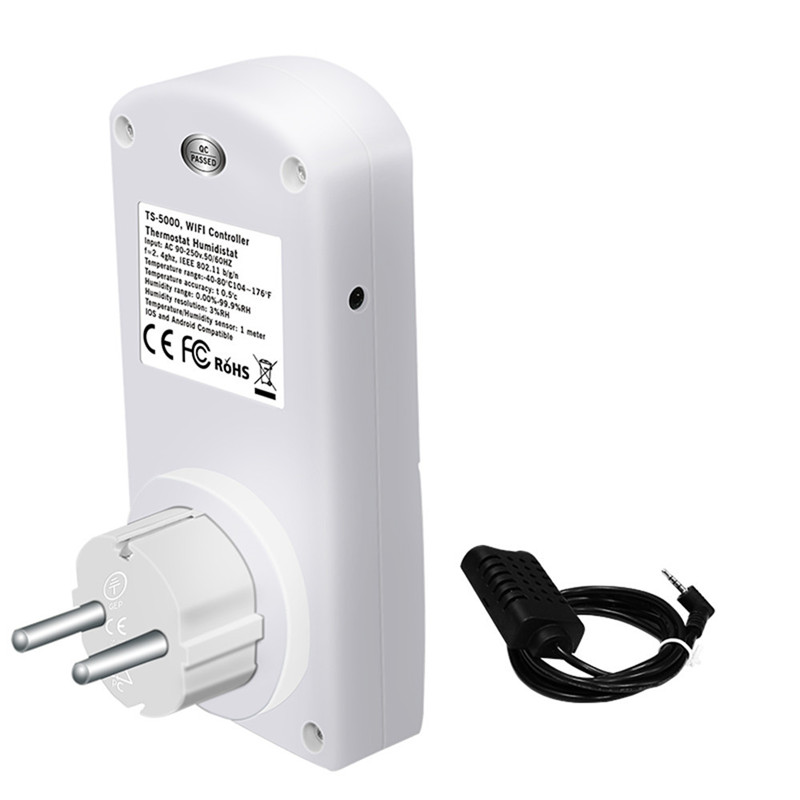 EPULA WiFi Smart EU Plug/Socket Temperature Humidity Controller Intelligent Timer Outlet Switch Remote Control For IOS/Android