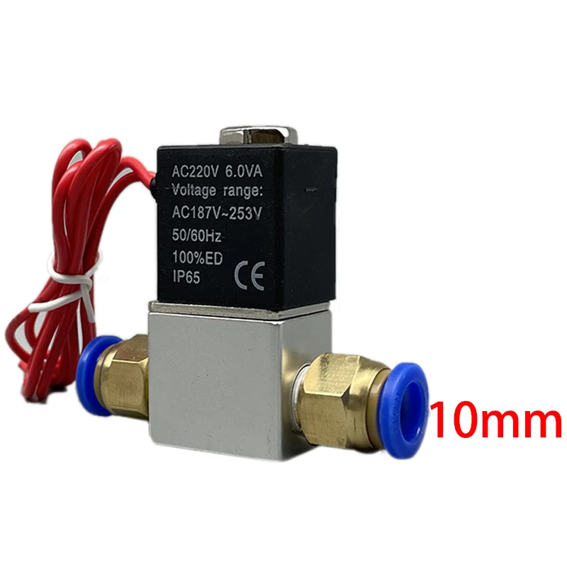 Électrovanne électrique pneumatique 12V 24V 220V, 2 positions, 2 ports, vanne magnétique d'air normalement fermée, connexion de tuyau 6mm 8mm: Black / 1/2"