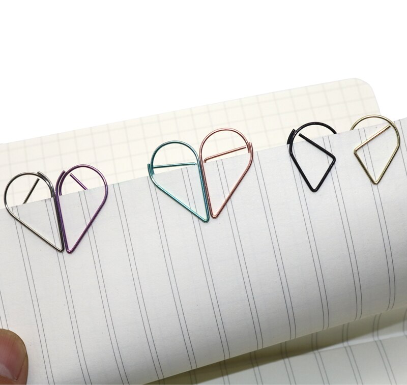 Clips de papel con forma de gota, Material metálico en 6 colores, divertido marcador Kawaii, para oficina, Shool, papelería, marcado, 60 uds.
