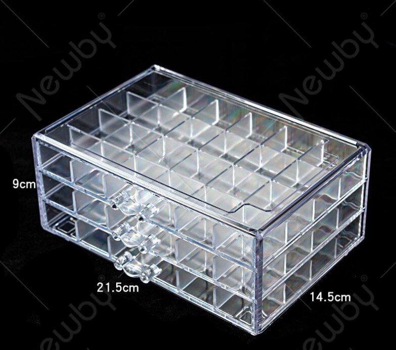 Makeup Organizer Tray Transparent Acrylic Cosmetic Storage Display Box With Handle With Clear Simple Stylish Transparent: 3 layers 72 cells