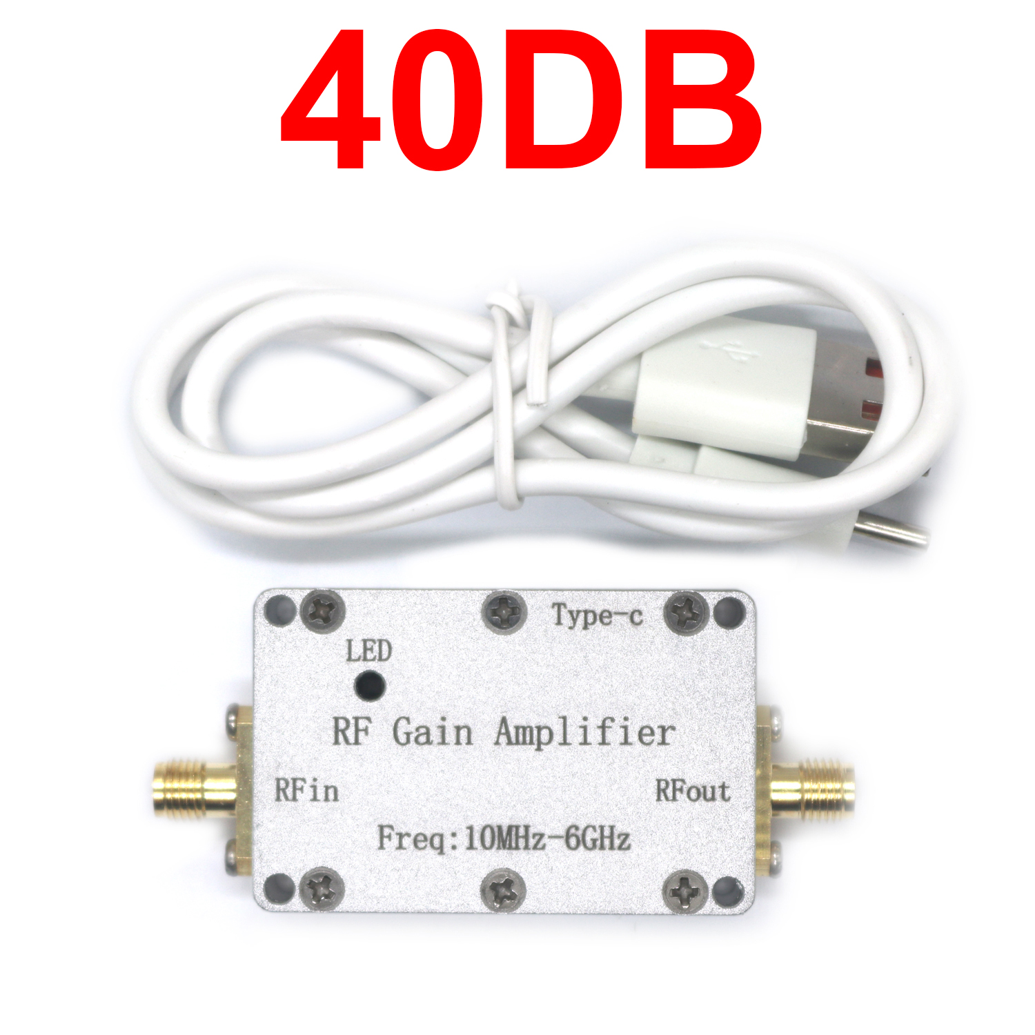 Amplificador de alta planitud LNA 10Mhz-6GHz 20DB 30DB 40DB 50DB RF amplificador de potencia señal de unidad Radio FM onda corta GNSS LORA walkie-talkie: Grey