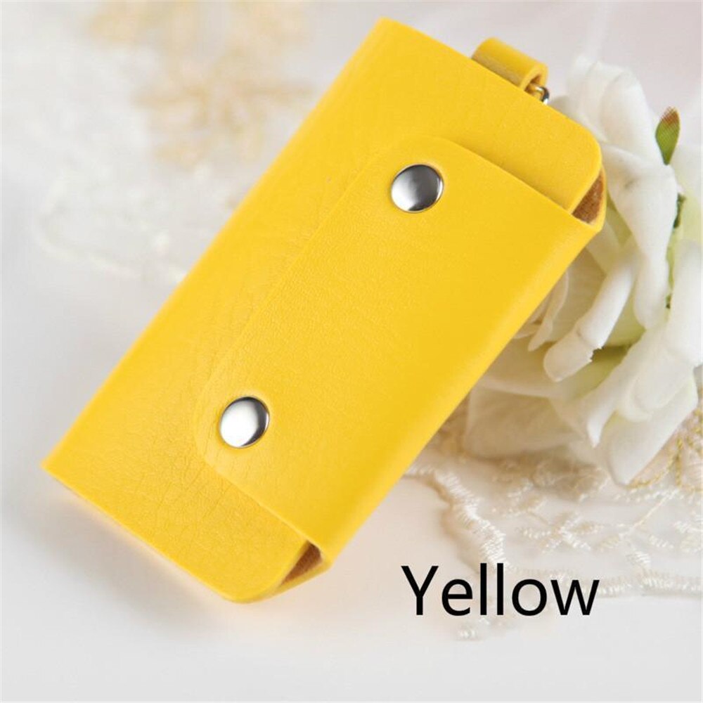 Offre spéciale en cuir PU gouvernante titulaires voiture porte-clés porte-clés sac étui portefeuille couverture boucle clé portefeuille étui voiture porte-clés: Jaune