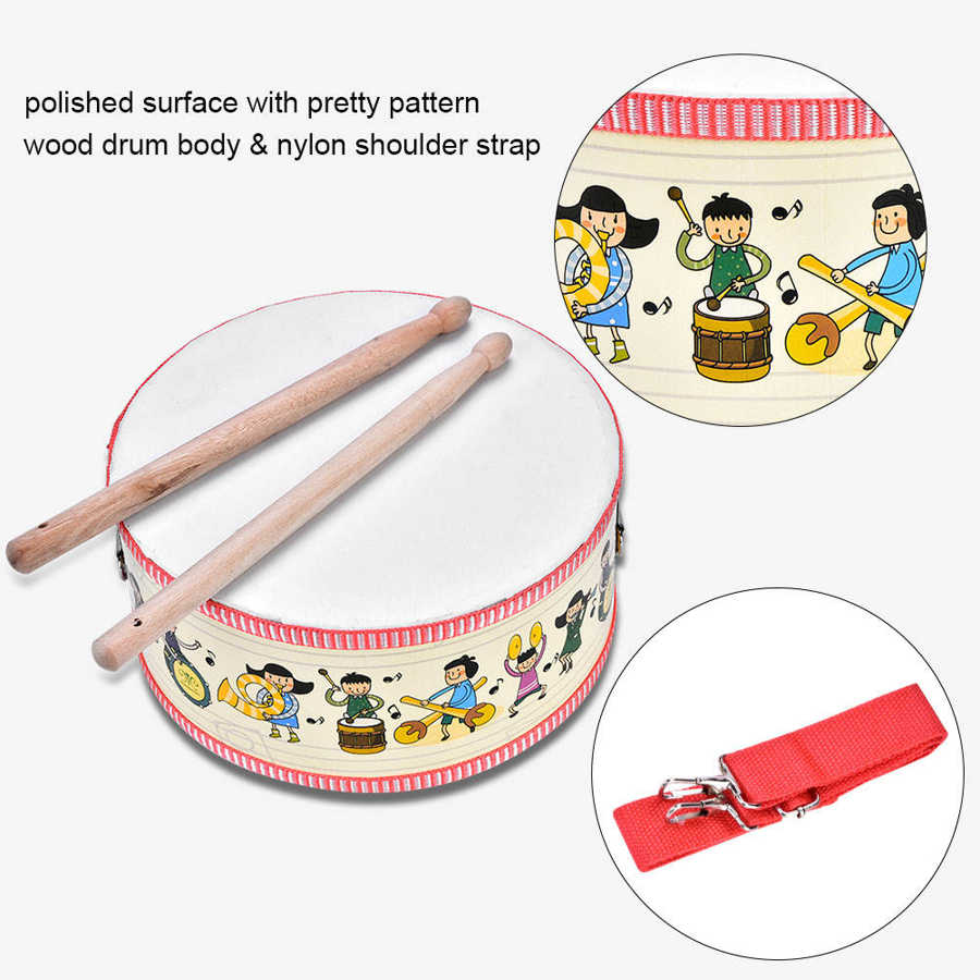 Mini Wooden Hand Percussion Instrument Set Include Strap 2 pcs Stick