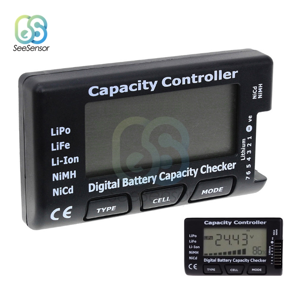 Rc meter 7 digital celle batterikapacitet checker controller batterispænding tester kontrol værktøj til lipo liv li-ion nicd nimh