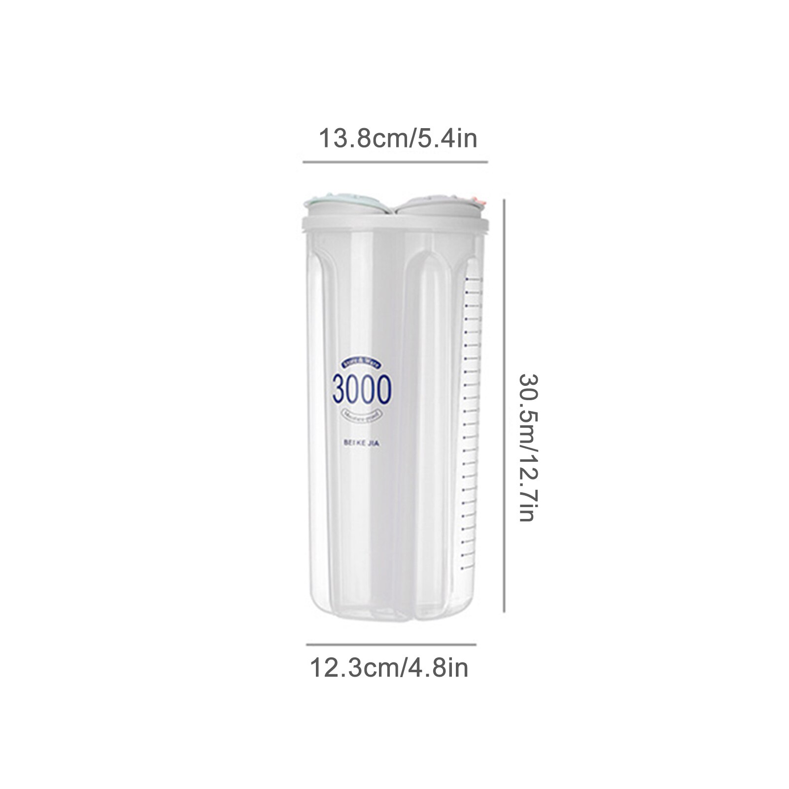 3000ml Food Storage Container Plastic Kitchen Refrigerator Noodle Box Multigrain Storage Tank Transparent Sealed Cans: 4 cells 3000ml