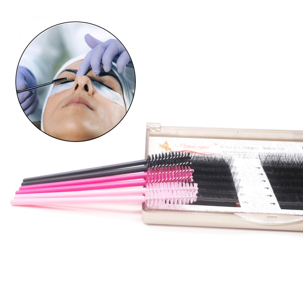 Negemel 100 PCS Disposable Eyelash Brush, Mascara Brushes Wands,Eyebrow Brush, Cosmetic Makeup Brush Tool Kits