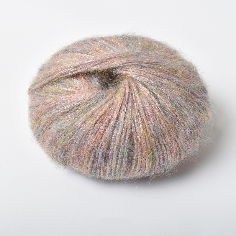 Rouleau de fil Mohair à paillettes au Crochet, 25g/rouleau, fil de laine doux et pour bébé, bricolage, tricot à la main, pull, châle, chapeau, fil de dentelle, fournitures de couture: Clair