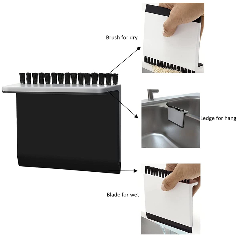 3 Pack Multipurpose Kitchen Sink Squeegee Cleaner And Countertop Brush Wiper - Kitchen Cleaning Vegetable Brush Wiper