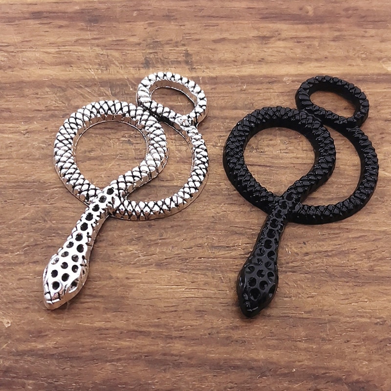 5Pcs 46*26Mm Snake Hangers Animal Snake Charms Hangers Voor Maken Diy Sieraden Earring Ketting Accessoires Bevindingen