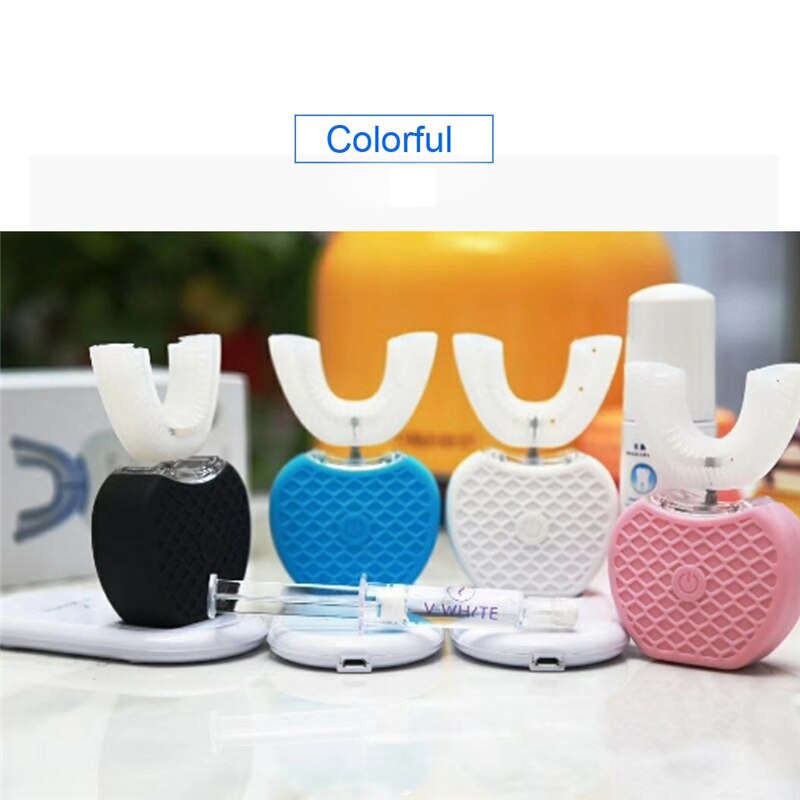 360 Degrees Intelligent Electric Toothbrush U Type Automatic Sonic Tooth Brush USB Charging Tooth Teeth Whitening Blue Light