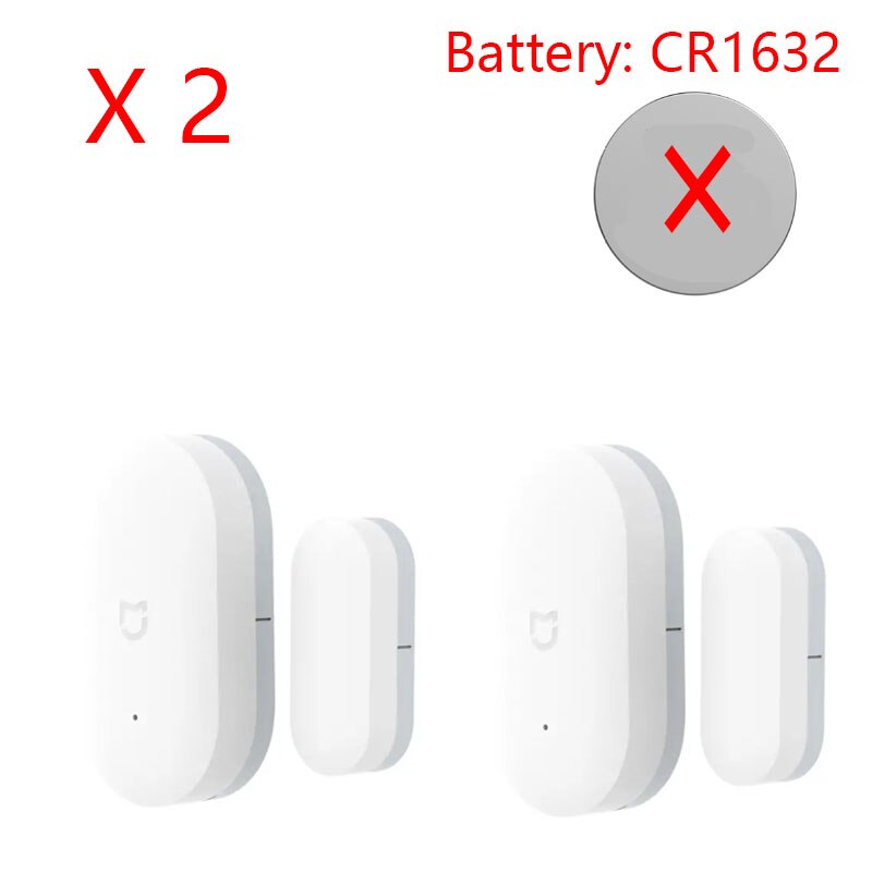 Medfølgende opprinnelig xiaomi mijia intelligent mini dørvindussensor lommestørrelse smarthus automatiske lys til mihome app: 2 stk uten batteri