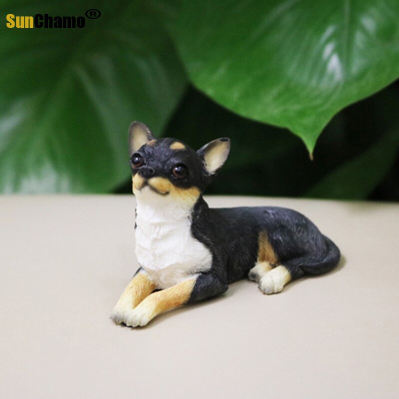 Mini chihuahua hund model bil dekoration harpiks håndværk samling dekoration hjem indretning håndværk ornamenter