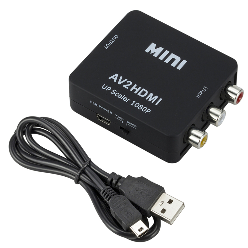 Hd 1080P Rca Av Naar Hdmi-Compatibele Composiet Adapter Converter Av2hdmi Audio Videokabel Hdmi Naar Av Met Usb-Kabel Voor Hd Tv Box: Blauw