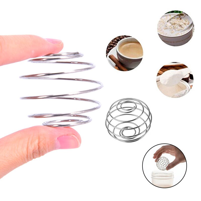 Healthy Stainless Steel Whisk Ball Mixed Shaker Protein Fitness Water Bottle Juice Milk Convenient