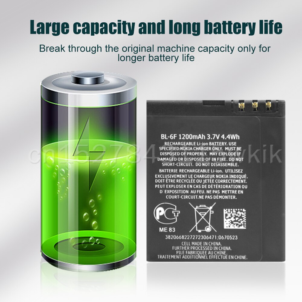 1-5PCS 3.7V 1200mAh BL-6F BL 6F BL6F Replacement Phone Battery For Nokia N78 N79 N95 6788 6788I N95-8GB Li-ion Lithium batteries