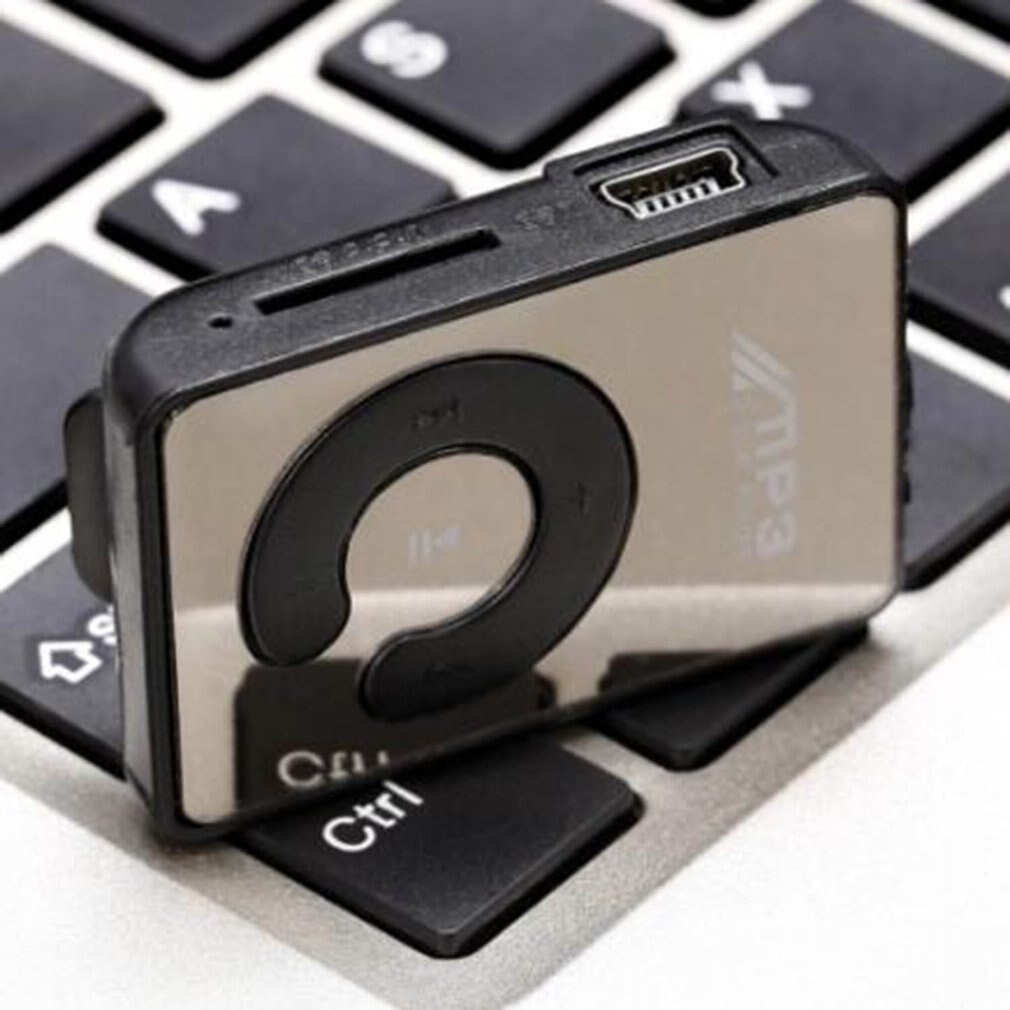 Portable Mini Mirror Clip MP3 Player Music Media Support Micro SD TF Card Hifi MP3 for Outdoor Sports Lithium Battery