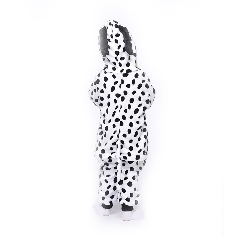 Pijamas de animales de franela, nueva versión coreana de los perros dálmatas de fondo blanco, bata de noche de una pieza para el hogar,
