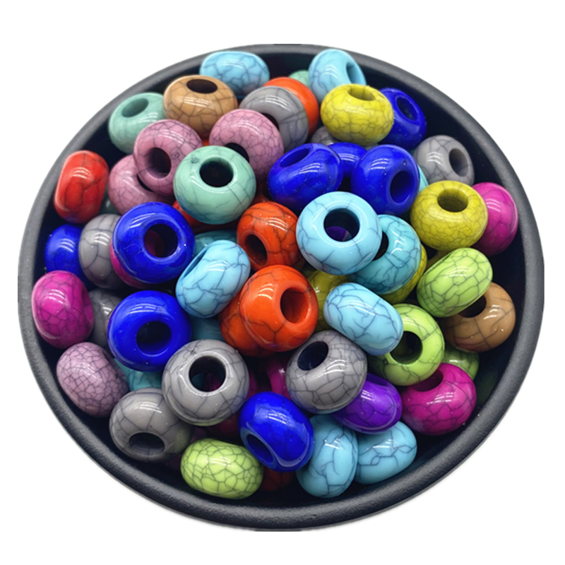 20pcs/lot 15x9mm Mixing Color Big Hole Acrylic Beads Loose Spacer Oblate Circle Bead Necklace Bracelet Pendant Jewelry Making: Yellow