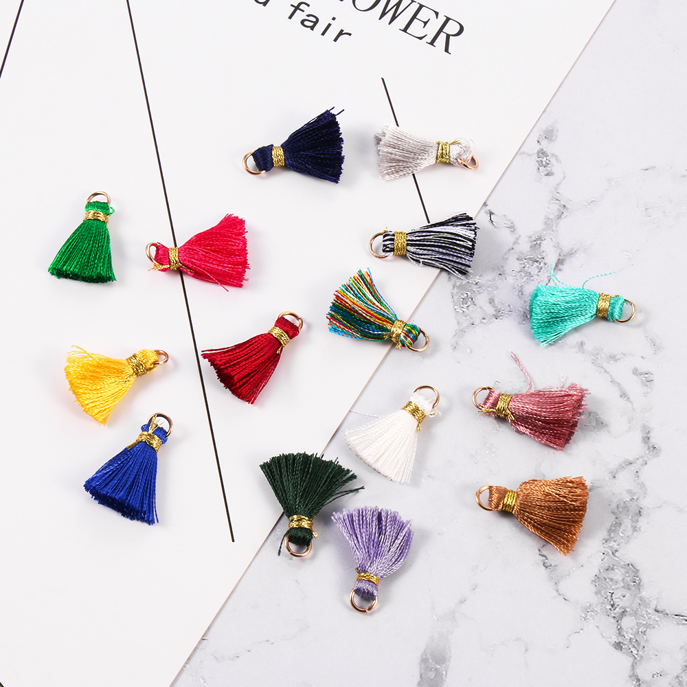 10 sztuk/partia 2cm mini jedwabiście frędzle kolorowe mały kutas robić tworzenia biżuterii materiały krawieckie domu dekoracja zasłony DIY sztuka i rękodzieło