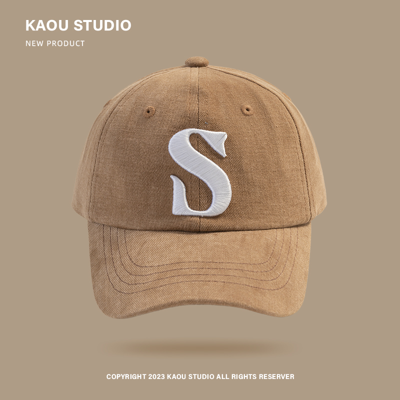 Boné de beisebol masculino e feminino, letra S, estilo coreano, boné pico para pais e filhos, chapéu de sol casual masculino, combinando, combinando, na moda: Cáqui
