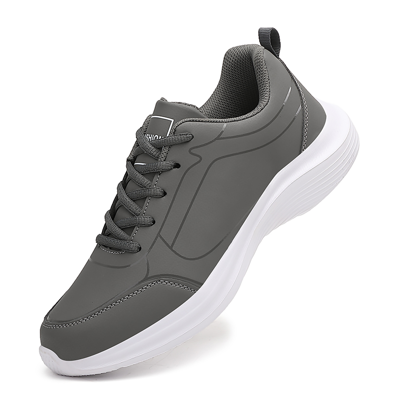 New men's pu sneakers, men's casual shoes, outdoor jogging training shoes, high-quality comfortable men's shoes, size e 48: Black / 39