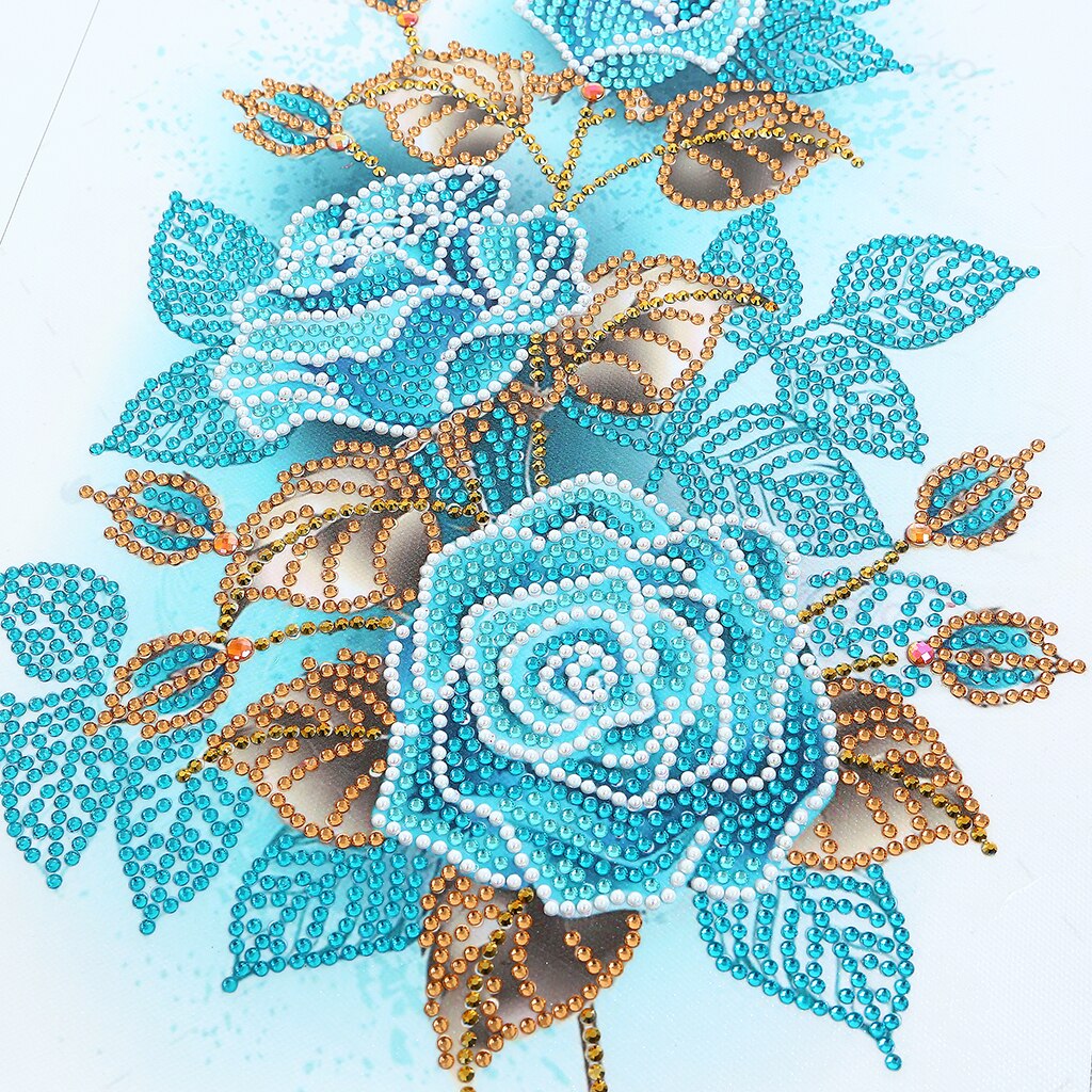 Blå blomst specialformet diamantmaleri gør-det-selv 5d delvist borebroderi korsstingssæt krystal rhinestone peinture diamant