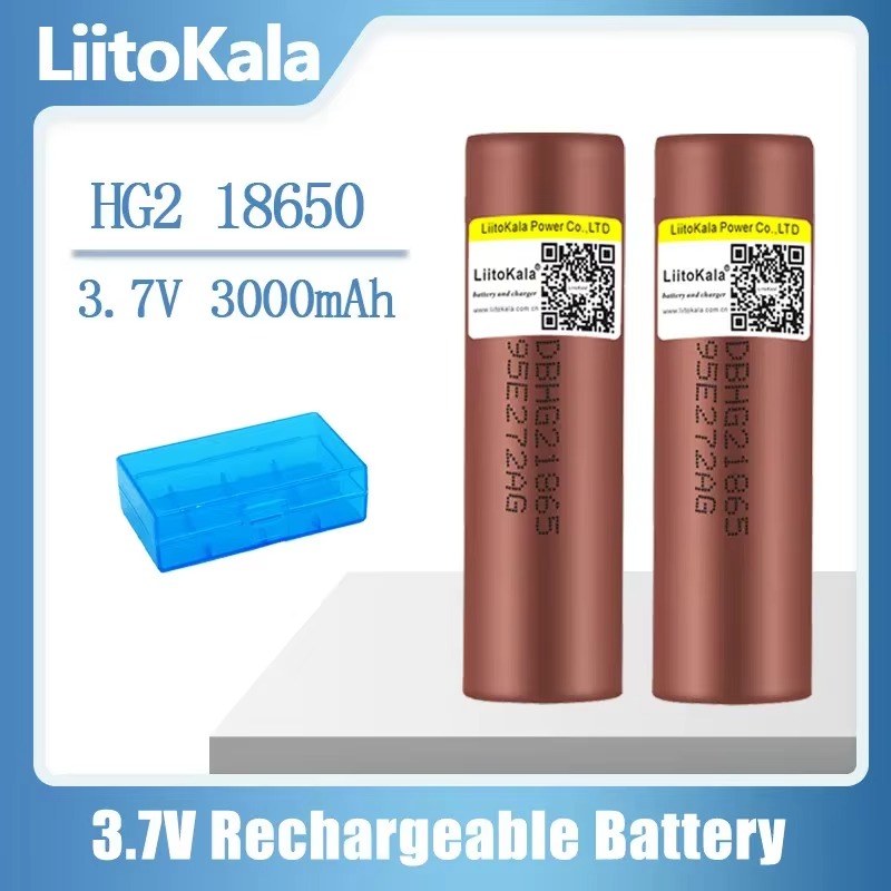 2 szt. Akumulator 18650 LiitoKala HG2 3000mAh 18650 3.7V dedykowany do akumulatora HG2 do akumulatora: Black