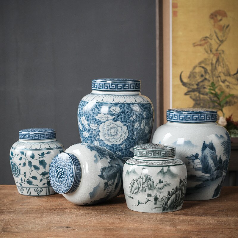 Klassieke Bloem Landschap Theebus Keramische Opslag Pot Met Deksel Grote Capaciteit Thuis Snoep Moer Koffieboon Verzegelde Opslag jar