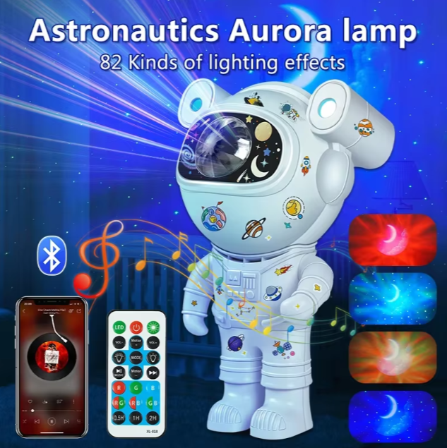 Bluetooth Star Projector​​ – Astronaut Theme, Aurora Atmosphere Lighting, Multi-Color LED, Soothing Sounds: Default Title