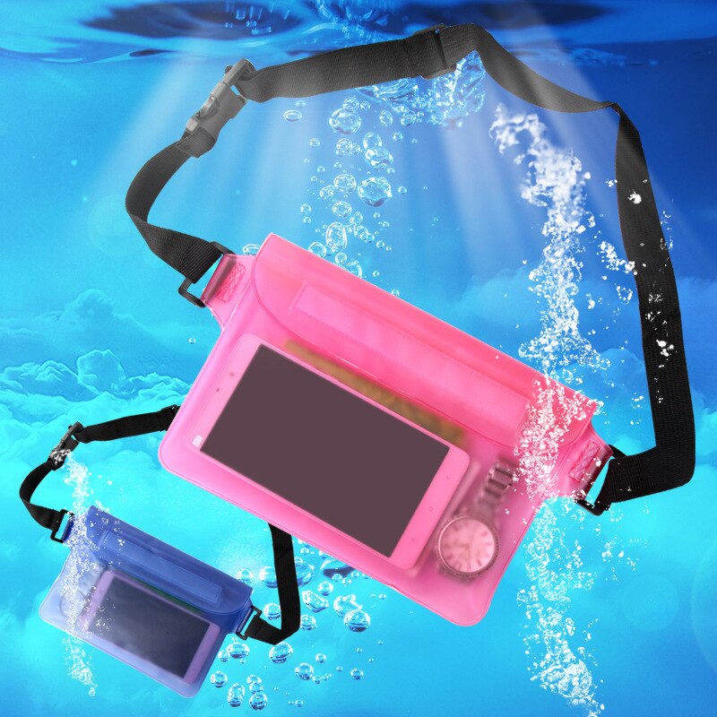 Vandtæt drift dykning svømmetaske undervands tør skulder talje pakke taske lomme pose til iphone 7 8 xr xs cover cover / kamera