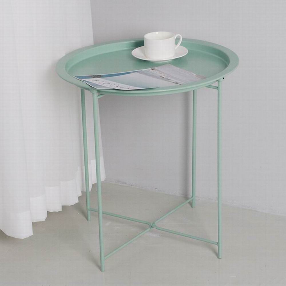 Steel Circular Table Coffee Side Table Desk white