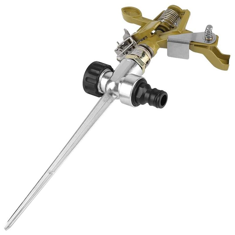 Arroseur à pulsations en métal, Rotation de 360 degrés, pour pelouse avec pic, système d&#39;irrigation du jardin, 4 pièces
