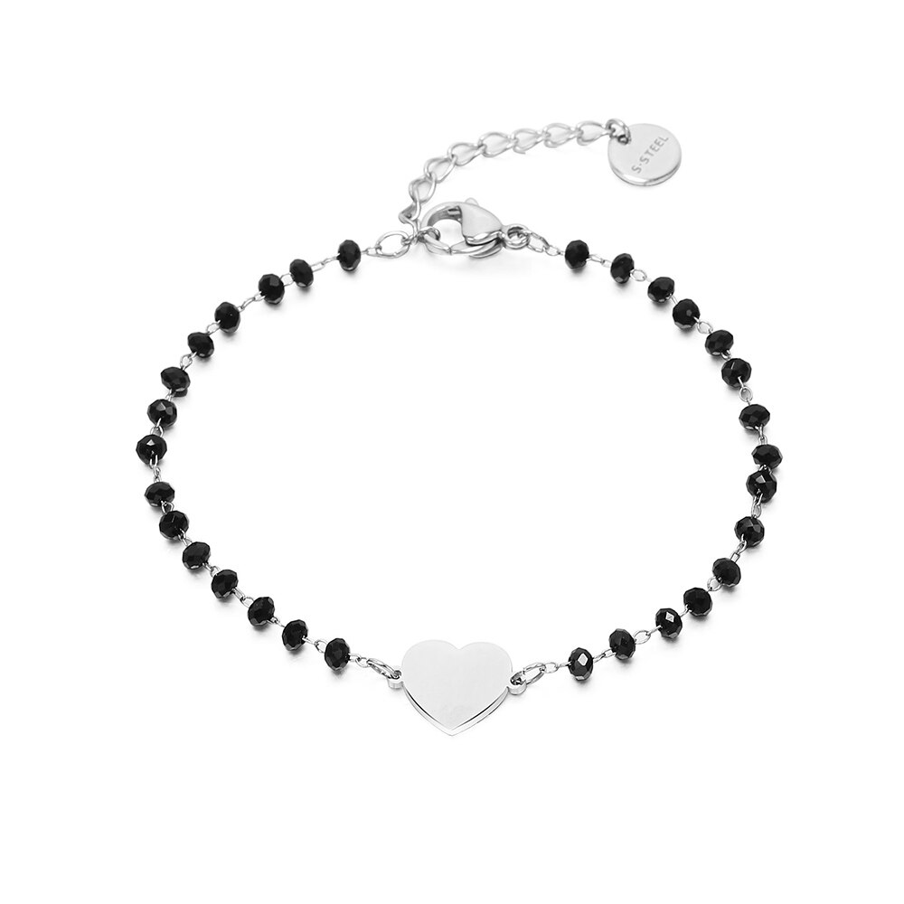 Nero Rosso Borda I Braccialetti per Le Donne In Acciaio Inox In Oro Rosa Del Cuore Del Trifoglio Star Braccialetto di Fascino Del Cuore Gioelleria Raffinata E Alla Moda del Regalo 2020: silver heart charm