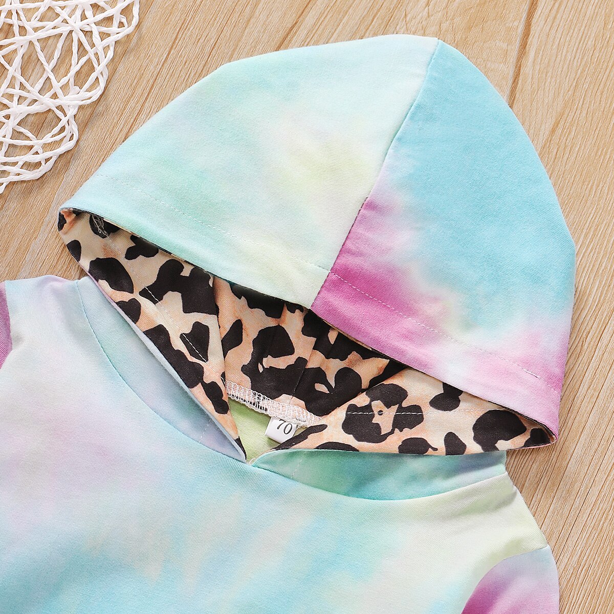 FOCUSNORM Autumn Winter Kids Girls Boys Clothes Sets Tie Dye Leopard Print Hooded Long Sleeve Tops Pants