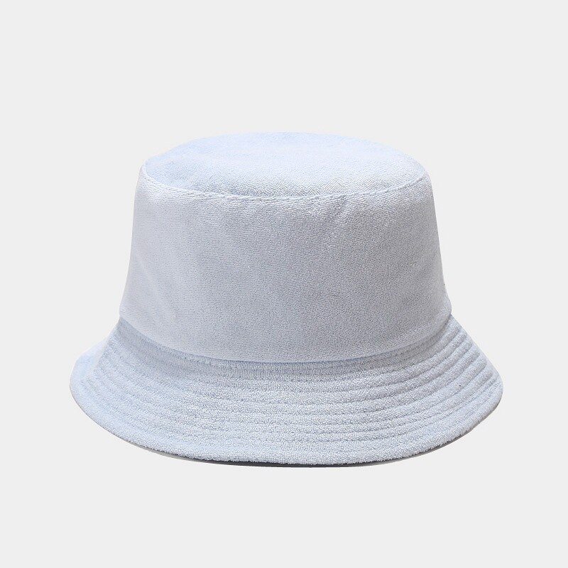 Towel Material Soft Bucket Hat Women Men&#39;s Autumn Winter Japanese Literature Solid Color Bob Hat Panama Cap: light blue
