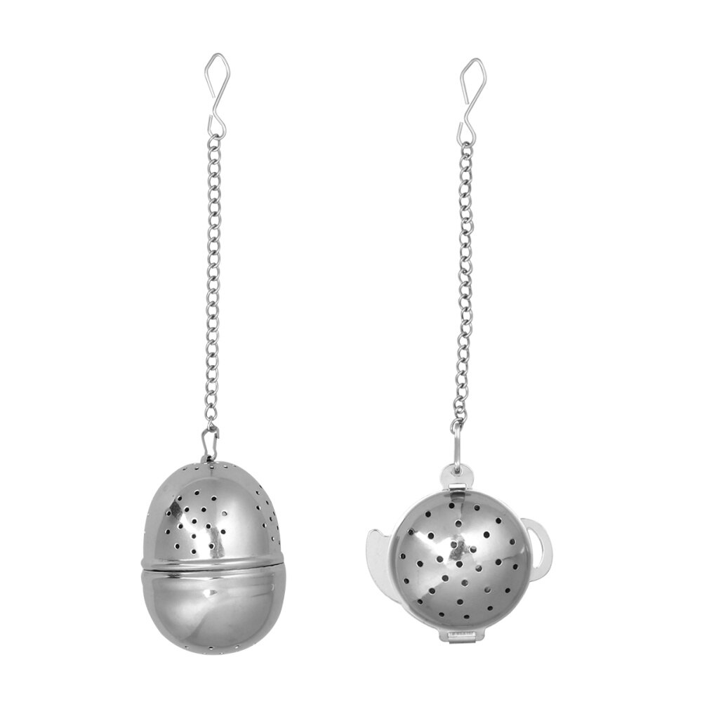 2pcs Stainless Steel Tea Infuser Tea Strainer Loose Tea Steeper for Home Office (Egg+Teapot)