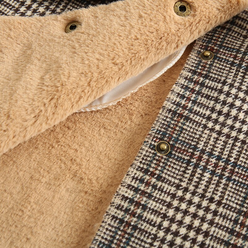Abrigo de lana para niñas de 3 a 12 años, chaquetas gruesas y cálidas con capucha, ropa de invierno a cuadros, chaqueta de lana