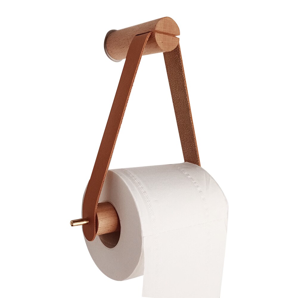 Kitchen Vertical Paper Towel Rack Bathroom Toilet Wooden Pure Copper Wall Paper Roll Holder: 2