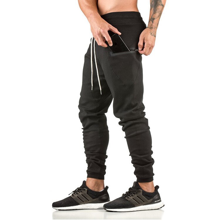 Spitze up Baumwolle Jogginghose Bleistift Hosen für Herbst Gym Ausrüstung Übung männer Sport Hosen: XL / Black